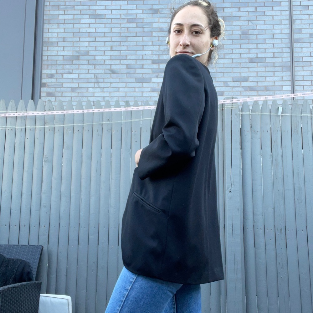 Vintage 80s collarless blazer, tunic length